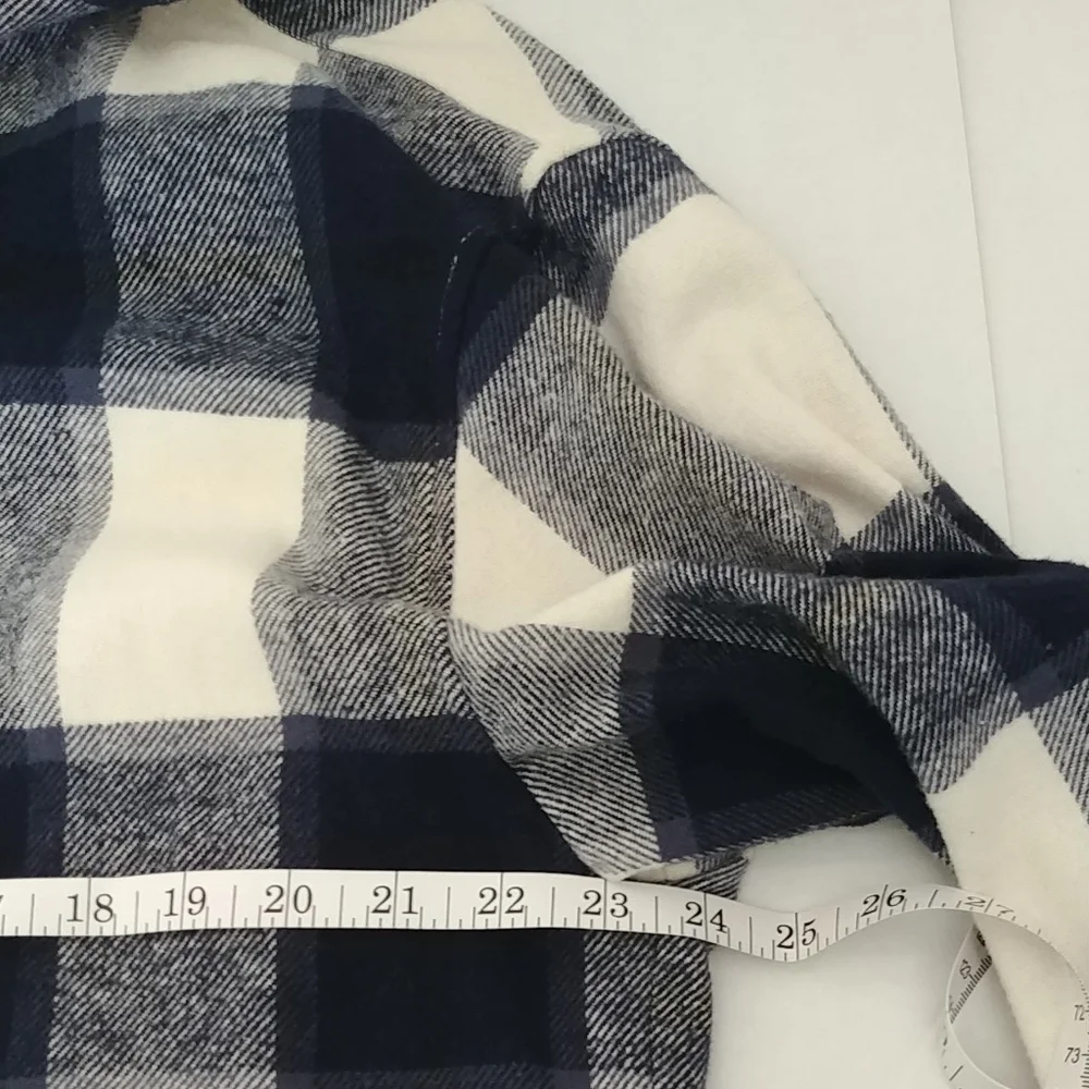 Zara Shacket Women's Size M Flannel Long Shirt Black Checker Plaid‎ Button Down - Picture 4 of 12